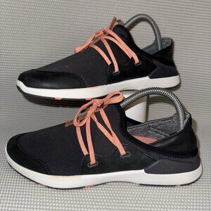 OluKai Miki Li Lace-Up Orange Black Comfort Shoes Sneakers Women's Size 7.5